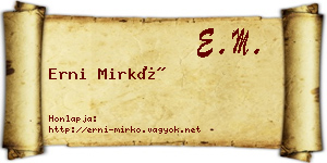 Erni Mirkó névjegykártya